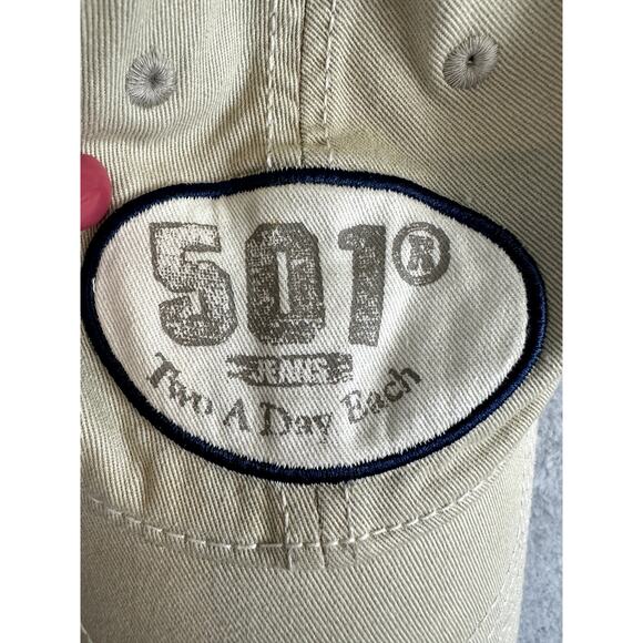 RARE 90's Levi's 501 Khaki Hat Two A Day Each Oval Logo Patch Vintage Unique - Picture 2 of 6